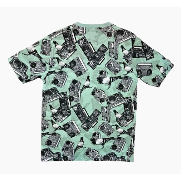 Parish T Shirt Men's 2XL XXL Graphic Pigeon Bird Boombox Green Melody Black Y2K - Picture 3 of 8
